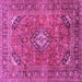 Square Machine Washable Medallion Pink Traditional Rug, wshtr2875pnk