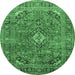 Round Medallion Emerald Green Traditional Rug, tr2875emgrn