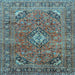 Square Medallion Light Blue Traditional Rug, tr2875lblu