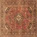 Square Machine Washable Medallion Brown Traditional Rug, wshtr2875brn