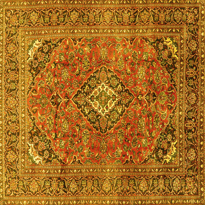 Square Medallion Yellow Traditional Rug, tr2875yw
