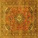 Square Medallion Yellow Traditional Rug, tr2875yw