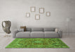 Machine Washable Medallion Green Traditional Area Rugs in a Living Room,, wshtr2875grn