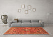 Machine Washable Medallion Orange Traditional Area Rugs in a Living Room, wshtr2875org