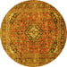 Round Medallion Yellow Traditional Rug, tr2875yw