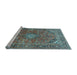 Sideview of Machine Washable Medallion Light Blue Traditional Rug, wshtr2875lblu