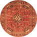 Square Medallion Orange Traditional Rug, tr2875org