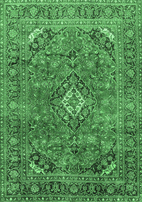 Medallion Emerald Green Traditional Rug, tr2875emgrn