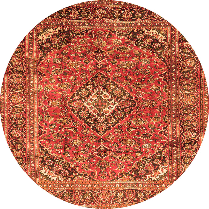 Machine Washable Medallion Orange Traditional Area Rugs, wshtr2875org