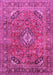 Machine Washable Medallion Pink Traditional Rug, wshtr2875pnk