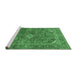 Sideview of Machine Washable Medallion Emerald Green Traditional Area Rugs, wshtr2875emgrn