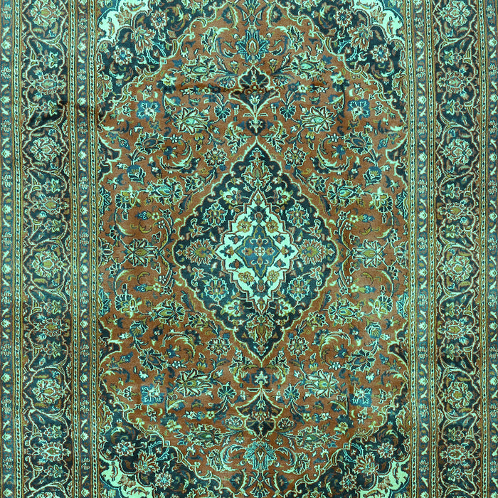 Machine Washable Medallion Turquoise Traditional Area Rugs, wshtr2875turq