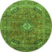 Machine Washable Medallion Green Traditional Area Rugs, wshtr2875grn