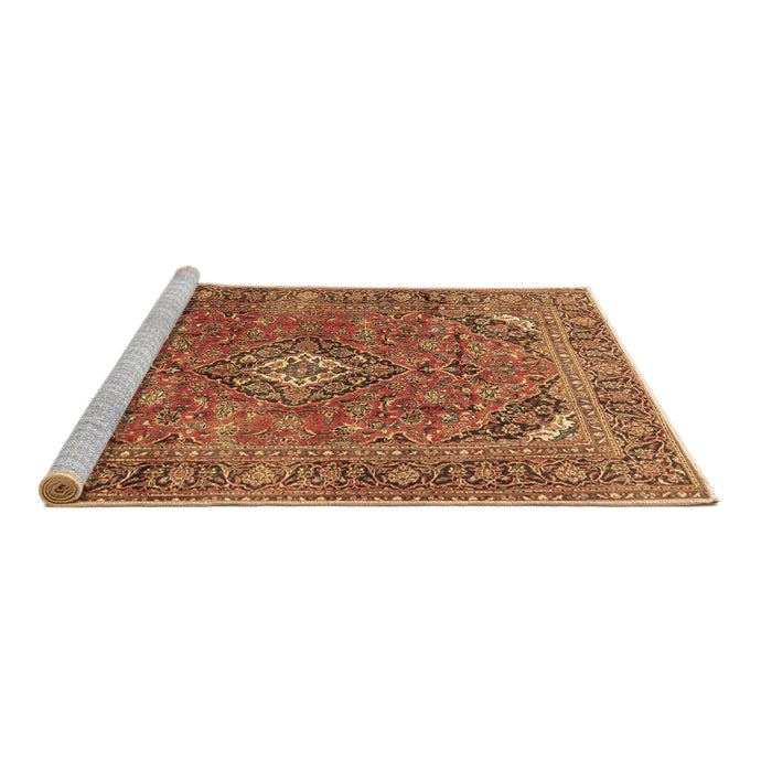 Sideview of Machine Washable Medallion Brown Traditional Rug, wshtr2875brn