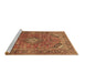 Sideview of Machine Washable Medallion Brown Traditional Rug, wshtr2875brn
