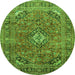 Square Medallion Green Traditional Rug, tr2875grn