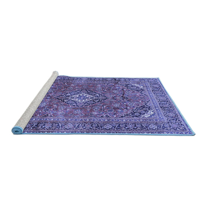 Sideview of Machine Washable Medallion Blue Traditional Rug, wshtr2875blu