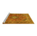 Sideview of Machine Washable Medallion Yellow Traditional Rug, wshtr2875yw