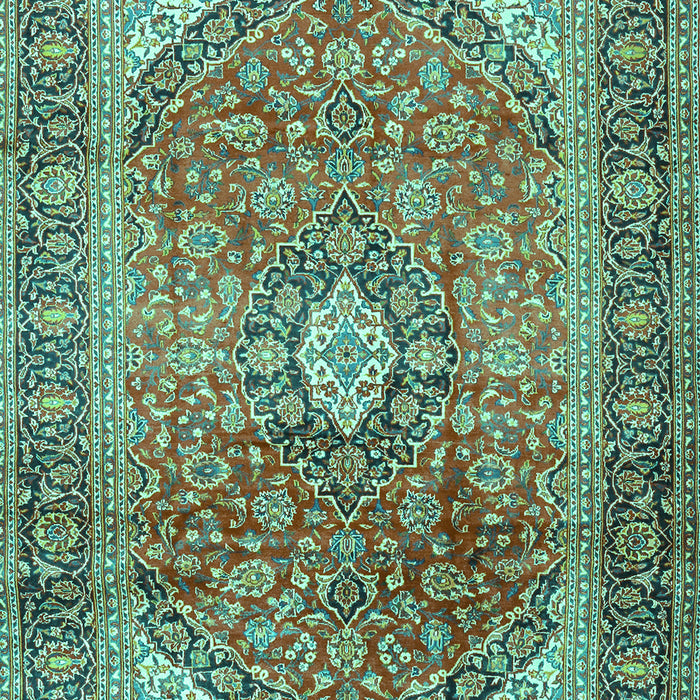 Machine Washable Medallion Turquoise Traditional Area Rugs, wshtr2876turq