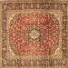 Square Medallion Brown Traditional Rug, tr2876brn