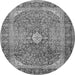 Machine Washable Medallion Gray Traditional Rug, wshtr2876gry