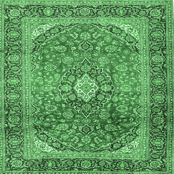 Square Medallion Emerald Green Traditional Rug, tr2876emgrn