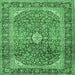 Square Medallion Emerald Green Traditional Rug, tr2876emgrn