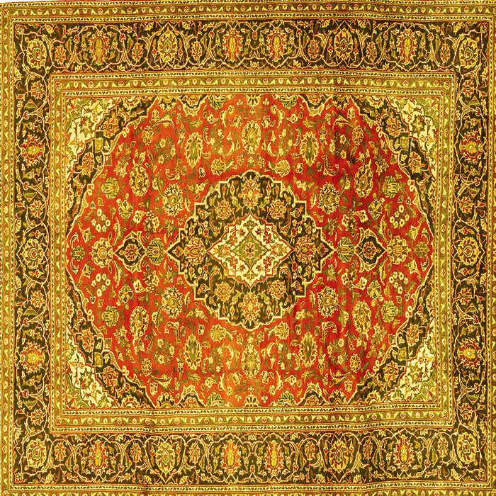 Square Medallion Yellow Traditional Rug, tr2876yw