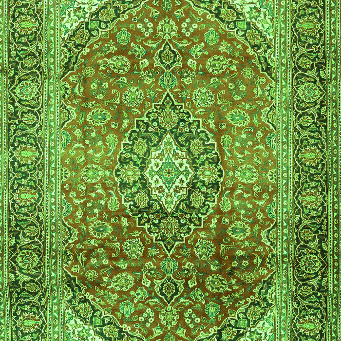 Serging Thickness of Machine Washable Medallion Green Traditional Area Rugs, wshtr2876grn