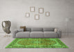 Machine Washable Medallion Green Traditional Area Rugs in a Living Room,, wshtr2876grn