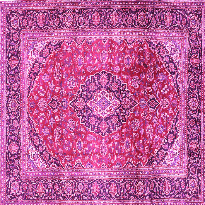 Square Machine Washable Medallion Pink Traditional Rug, wshtr2876pnk
