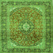 Serging Thickness of Medallion Green Traditional Rug, tr2876grn