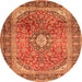 Machine Washable Medallion Orange Traditional Area Rugs, wshtr2876org