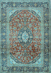 Medallion Light Blue Traditional Rug, tr2876lblu