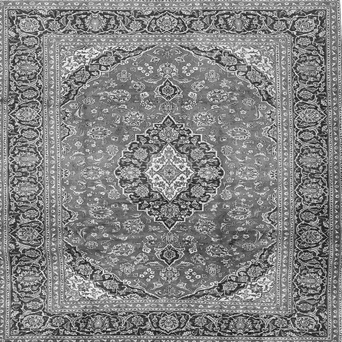 Round Machine Washable Medallion Gray Traditional Rug, wshtr2876gry