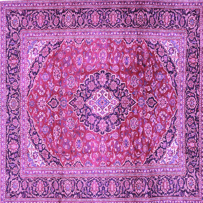 Square Machine Washable Medallion Purple Traditional Area Rugs, wshtr2876pur