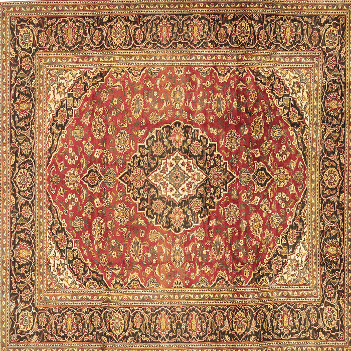 Square Machine Washable Medallion Brown Traditional Rug, wshtr2876brn