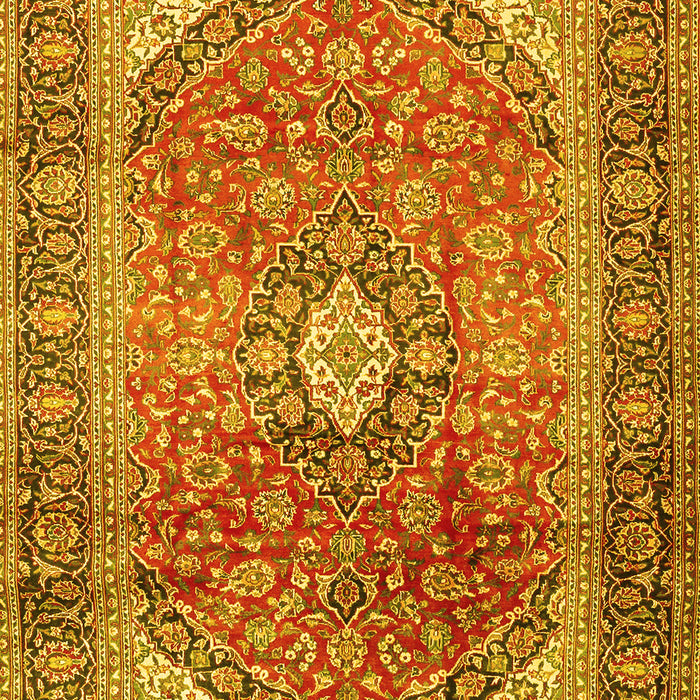 Machine Washable Medallion Yellow Traditional Rug, wshtr2876yw