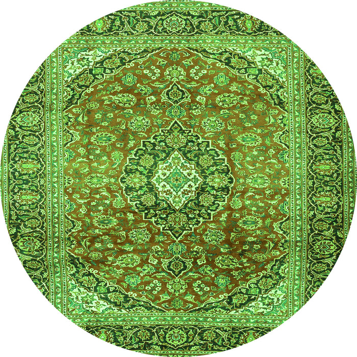 Machine Washable Medallion Green Traditional Area Rugs, wshtr2876grn