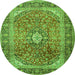 Machine Washable Medallion Green Traditional Area Rugs, wshtr2876grn