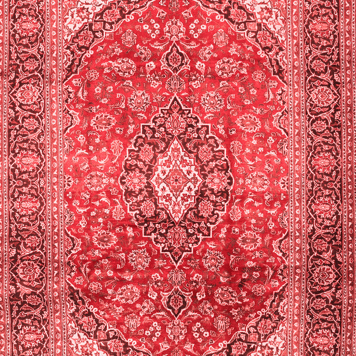 Machine Washable Medallion Red Traditional Rug, wshtr2876red