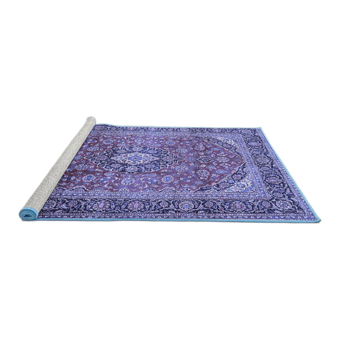Sideview of Machine Washable Medallion Blue Traditional Rug, wshtr2876blu