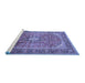 Sideview of Machine Washable Medallion Blue Traditional Rug, wshtr2876blu