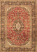 Machine Washable Medallion Brown Traditional Rug, wshtr2876brn