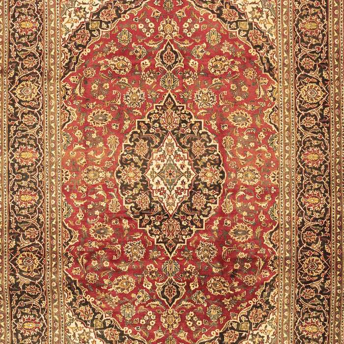Machine Washable Medallion Brown Traditional Rug, wshtr2876brn