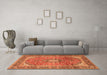 Machine Washable Medallion Orange Traditional Area Rugs in a Living Room, wshtr2876org