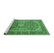 Sideview of Machine Washable Medallion Emerald Green Traditional Area Rugs, wshtr2876emgrn