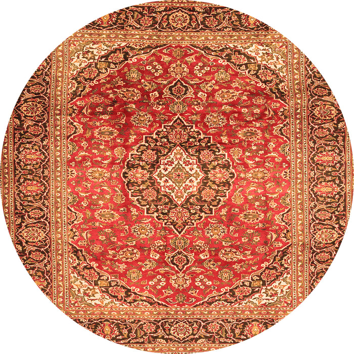 Square Medallion Orange Traditional Rug, tr2876org