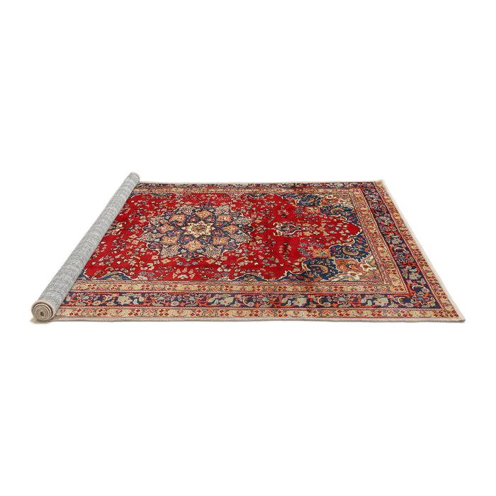 Sideview of Machine Washable Traditional Light Copper Gold Rug, wshtr2877