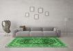 Machine Washable Persian Emerald Green Traditional Area Rugs in a Living Room,, wshtr2877emgrn